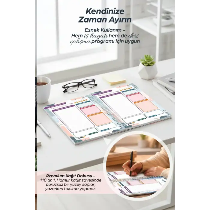 Turuncu Suluboya Günlük Planlayıcı Defter - Ders Çalışma Planlayıcı Defteri - Planla