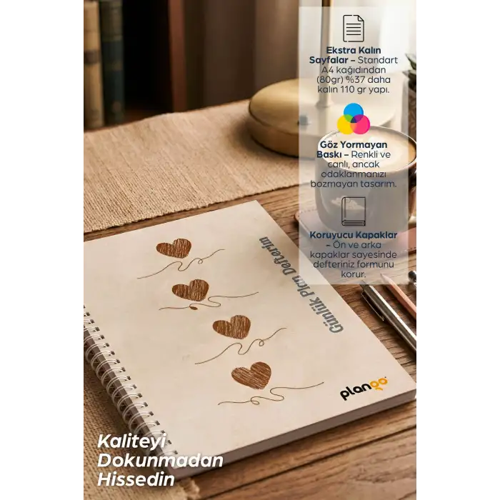 Kalplerin Dansı Spiralli Günlük Planlama Defteri - 100 Sayfa - 17x24 Planlayıcı Defter