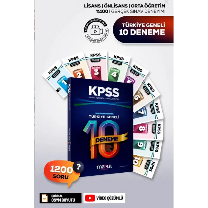 KPSS 2026 Genel Kültür Genel Yetenek Türkiye Geneli 10 Deneme | Video Çözümlü | Marka Yayınları