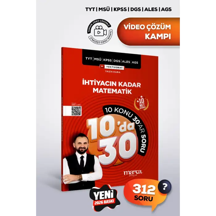 KPSS MEB-AGS YKS TYT MSÜ DGS ALES İhtiyacın Kadar Matematik Kampı 10 da 30 Soru Bankası Çözümlü Marka Yayınları