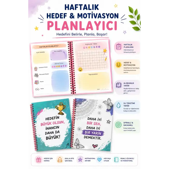 Motivasyon Ajandam SARI - Pastel Seri - Stickerlı - Tarihsiz - 160 Sayfa - Sert Kapak