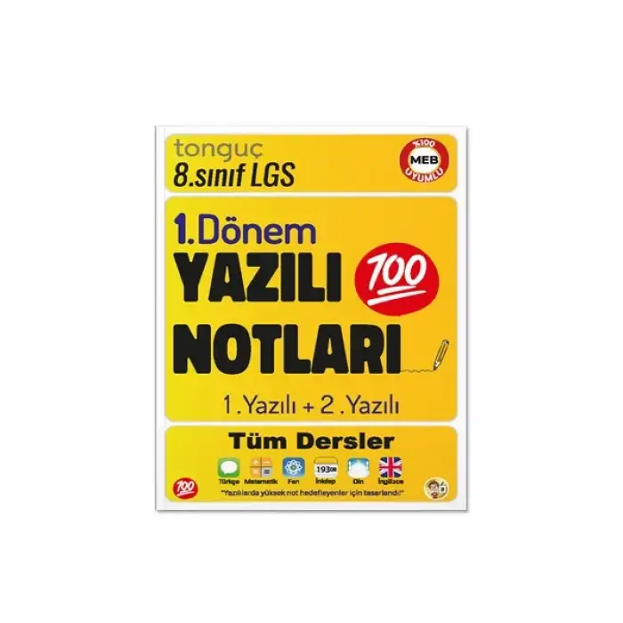 8. Sınıf Yazılı NOTLARI ve DENEMELERİ - 1 ve 2. Dönem - Tonguç Yayınları