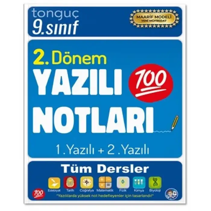 9. Sınıf Yazılı NOTLARI ve DENEMELERİ - 1 ve 2. Dönem - Tonguç Yayınları