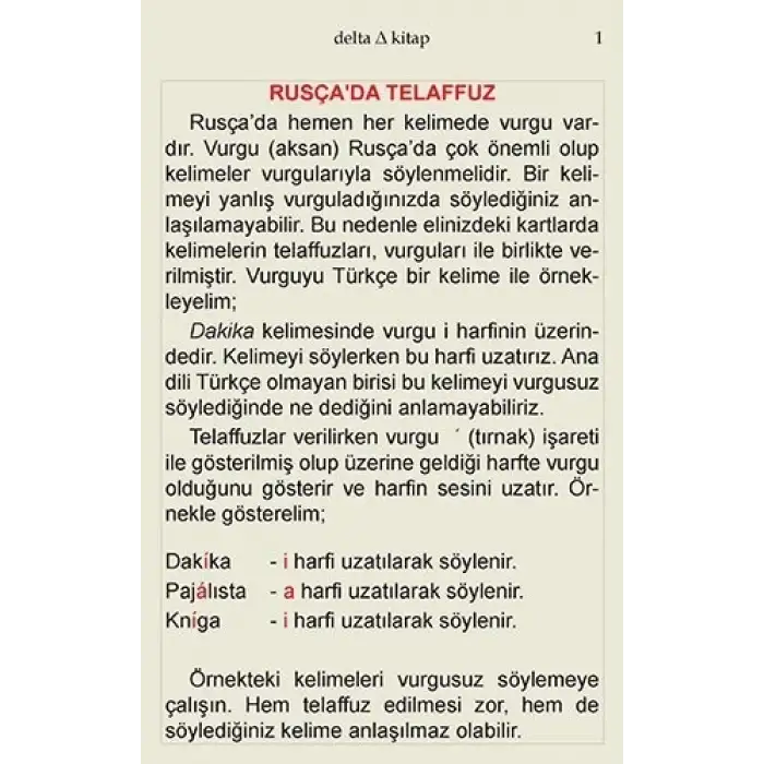 Rusça Dil Kartları - Delta Kültür Yayınevi