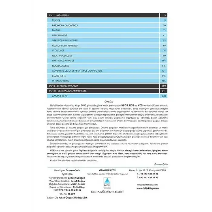 YDS Grammar İngilizce - Delta Kültür Yayınevi