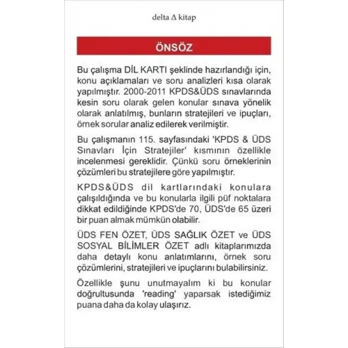 YDS Stratejiler & İpuçları Kartları (İngilizce) -  Delta Kültür Yayınevi