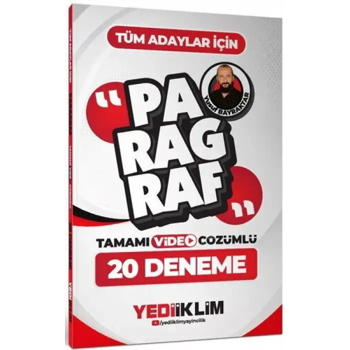 Tüm Adaylar İçin Paragraf Tamamı Video Çözümlü 20 Deneme Yediiklim Yayınları