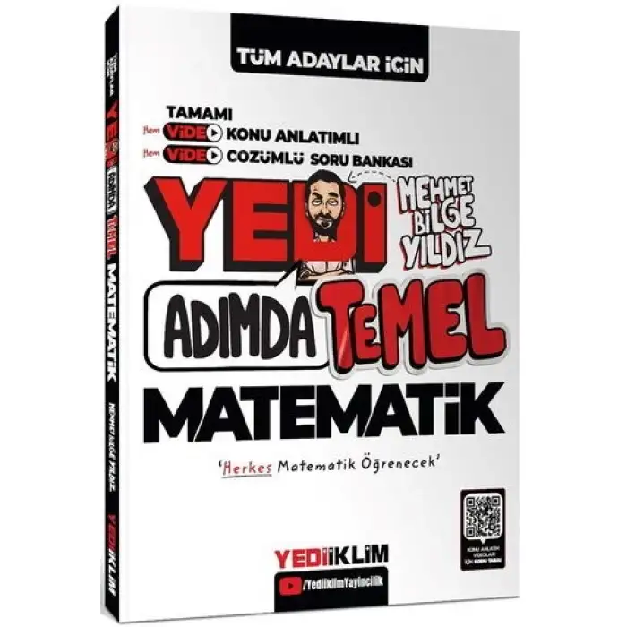 Tüm Adaylar için Yedi Adımda Temel Matematik Video Konu Anlatımlı Video Çözümlü Soru Bankası Yediiklim Yayınları
