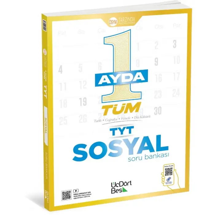 1 Ayda Tüm TYT Sosyal Soru Bankası - 345 ÜçDörtBeş Yayınları