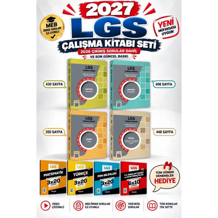 8. Sınıf LGS Çıkmış Sorular ve MEB Örnek Soruları Çalışma Kitabı ve 4 Branş Deneme - Marka Yayınları