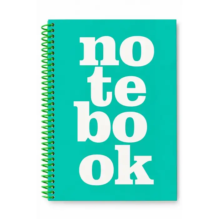 17x24 Spiralli Notebook Desen Sert Kapak Defter YEŞİL (Kareli - 100 yaprak)