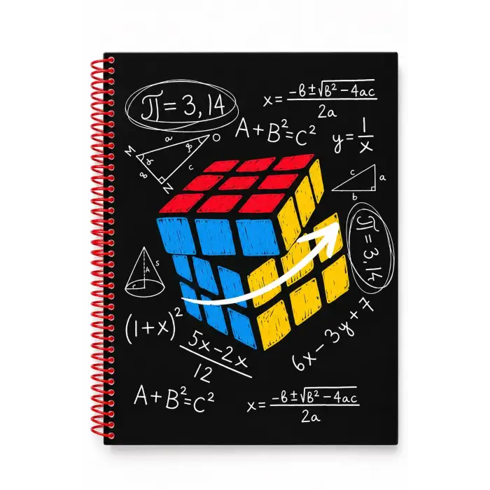 17x24 Spiralli Trend Desen Sert Kapak Defter - ZEKA KÜPÜ (Kareli - 100 Yaprak)