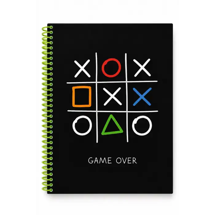 17x24 Spiralli Trend Desen Sert Kapak Defter - GAME OVER (Kareli - 100 Yaprak)