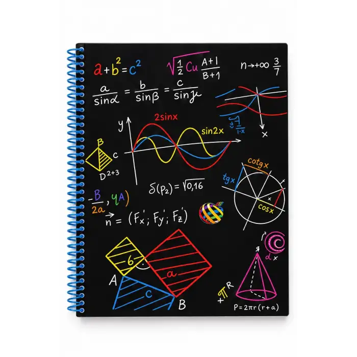 17x24 Spiralli Trend Desen Sert Kapak Defter - SİNÜS (Kareli - 100 Yaprak)