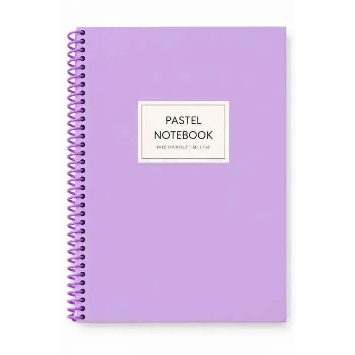 17x24 Spiralli Pastel Desen Sert Kapak Defter - MOR (Kareli - 100 Yaprak)