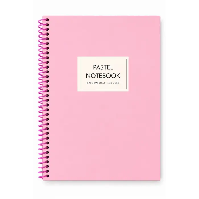 17x24 Spiralli Pastel Desen Sert Kapak Defter - PEMBE (Kareli - 100 Yaprak)