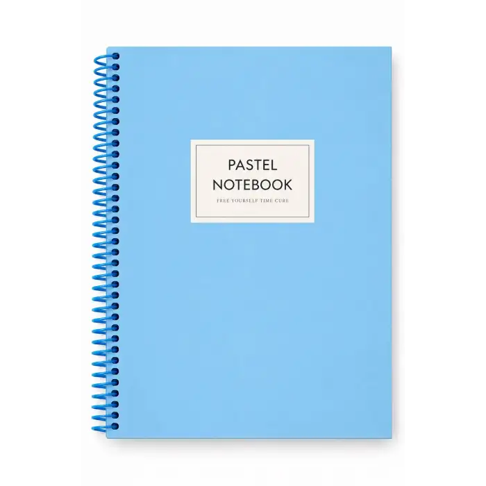 17x24 Spiralli Pastel Desen Sert Kapak Defter - MAVİ (Kareli - 100 Yaprak)