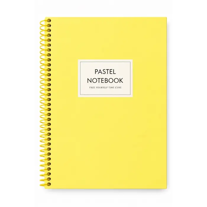17x24 Spiralli Pastel Desen Sert Kapak Defter - SARI (Kareli - 100 Yaprak)