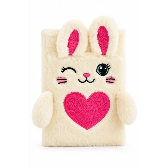 14x20 Peluş Hayvan Defter Serisi - BUNNY CREAM  (Çizgili - 80 Yaprak)