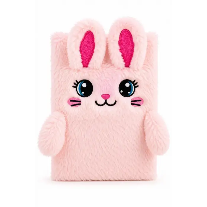 14x20 Peluş Hayvan Defter Serisi - BUNNY PINK (Çizgili - 80 Yaprak)