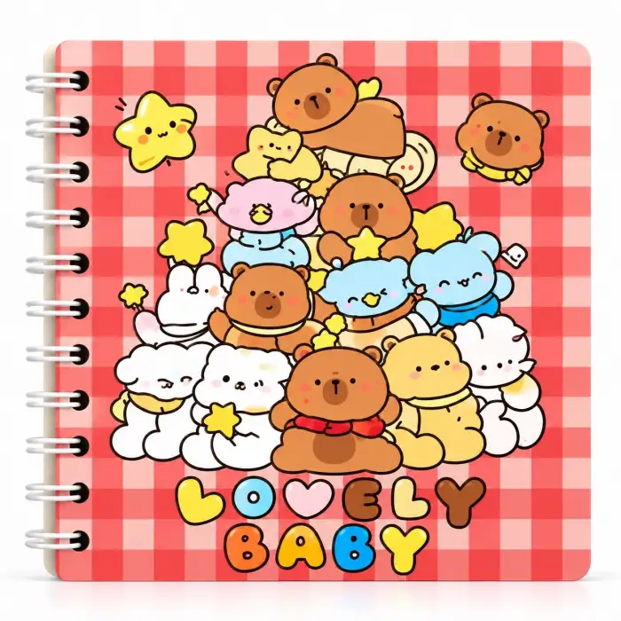 13,5 x 13,5 Spiralli Capybara Defter Serisi - LOVELY BABY (ÇİZGİLİ - 60 Yaprak)