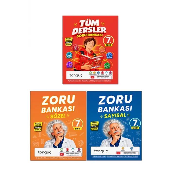 7. Sınıf Tüm Dersler Soru Bankası Seti 3 Kitap - MAARİF MODEL  Tonguç Yayınları