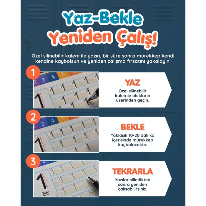 Oluklu SAYILAR Kitabı - Sihirli Uçan Kalem Hediyeli - Kabartmalı SAYI Defteri ile SAYILARI Hızla Öğren