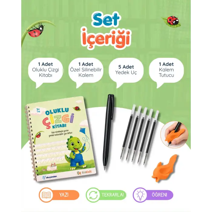 Oluklu ÇİZGİ Kitabı - Sihirli Uçan Kalem Hediyeli - Kabartmalı ÇİZGİ Defteri