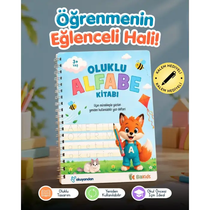 Oluklu Kitap Seti - Oluklu Alfabe - Oluklu Sayılar - Oluklu Güzel Yazı - Oluklu Çizgi - 4 Kitap