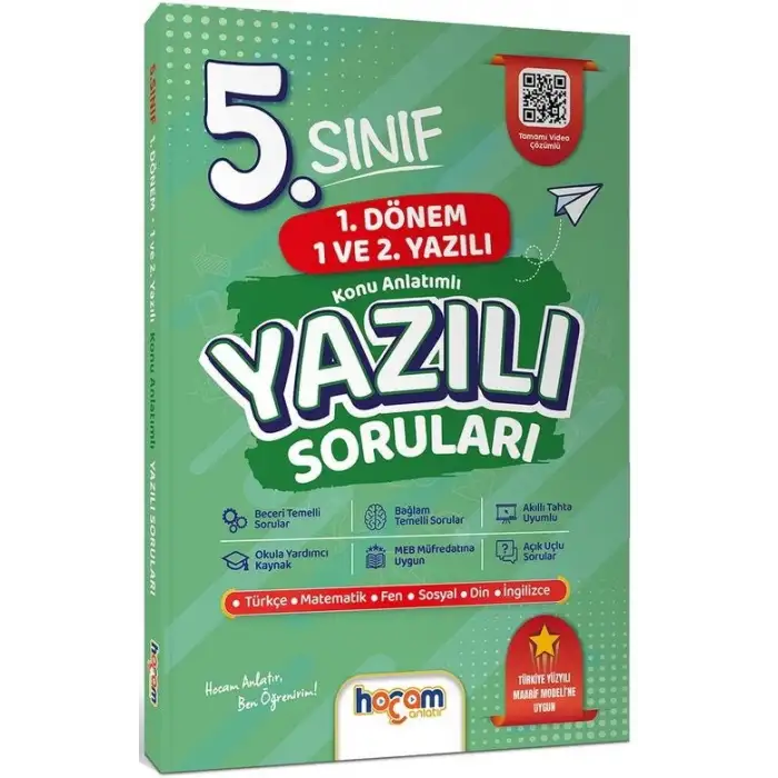 5. Sınıf Konu Anlatımlı Yazılı Soruları Tamamı Video Çözümlü + Hediye Planlama Kitapçığı