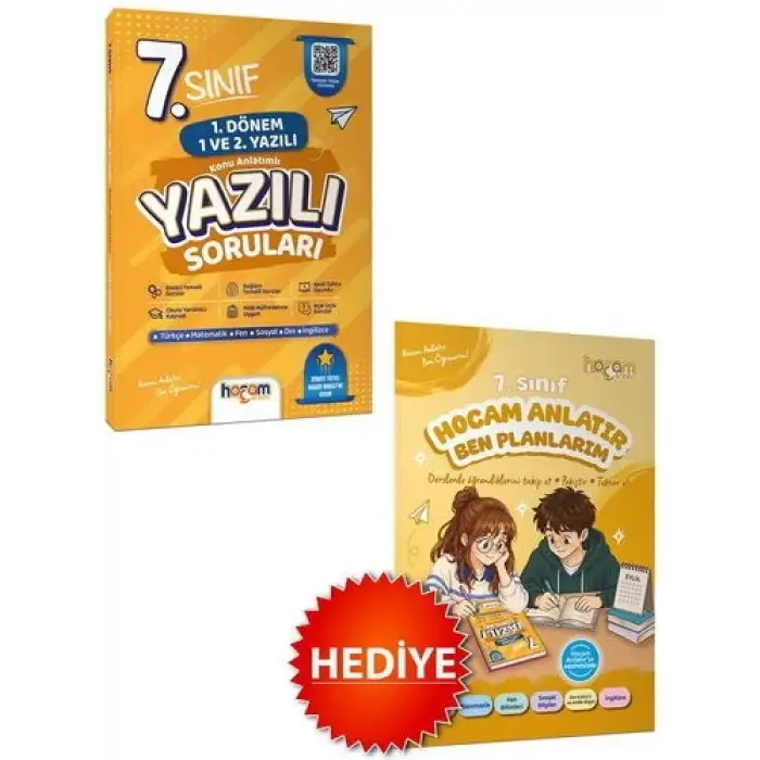 7. Sınıf Konu Anlatımlı Yazılı Soruları Tamamı Video Çözümlü + Hediye Planlama Kitapçığı
