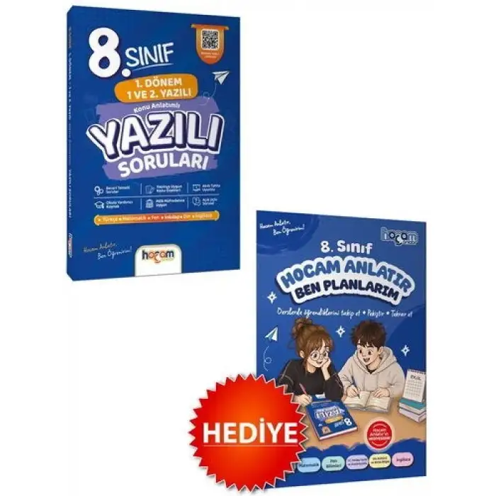8. Sınıf Konu Anlatımlı Yazılı Soruları Tamamı Video Çözümlü + Hediye Planlama Kitapçığı
