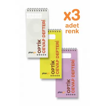 Optik Cevap Defteri YENİ KARMA (3 Adet - 150 Sayfa) Sınava Hazırlık Optik Form Defteri - Plango