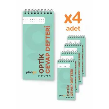 Optik Cevap Defteri YEŞİL (4 Adet - 200 Sayfa) Sınava Hazırlık Optik Form Defteri - Plango