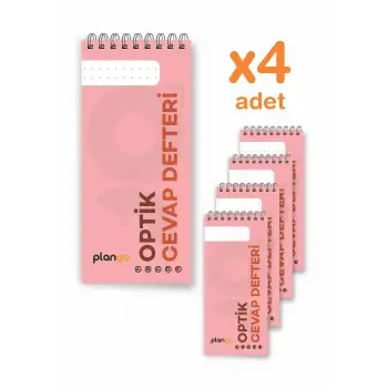 Optik Cevap Defteri PUDRA (4 Adet - 200 Sayfa) Sınava Hazırlık Optik Form Defteri - Plango
