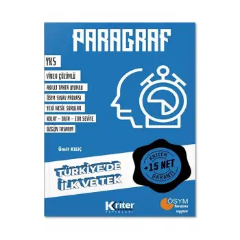 TYT - AYT 15 Net Garantili Paragraf Konu Özetli Soru Bankası - Kriter Akademi Yayınları