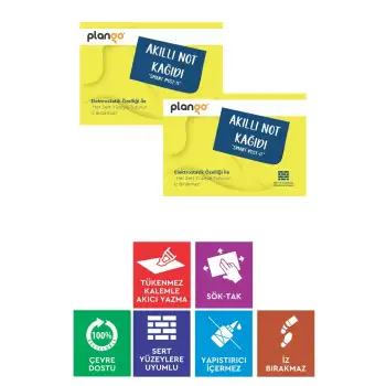 SARI - Elektrostatik Akıllı Not Kağıdı 2 ADET Yapışkansız Post-it 7x10cm - 100 Sayfa - Plango