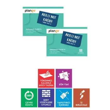 TURKUAZ - Elektrostatik Akıllı Not Kağıdı 2 ADET Yapışkansız Post-it 7x10cm - 100 Sayfa - Plango