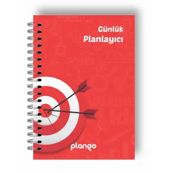 Kırmızı Hedef Günlük Planlayıcı Defter - Ders Çalışma Planlayıcı Defteri - Planlama