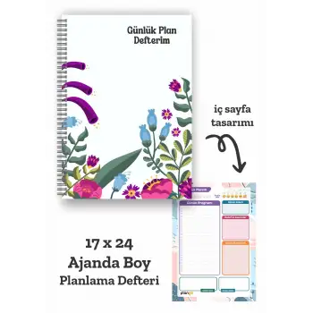 Çiçek Bahçesi Spiralli Günlük Planlama Defteri -  Planlayıcı Defter