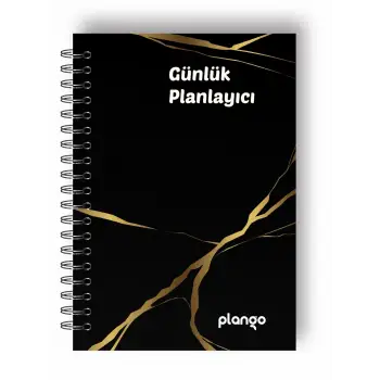 Siyah - Gold Günlük Planlayıcı Defter - Ders Çalışma Planlayıcı Defteri - Planlama Defteri