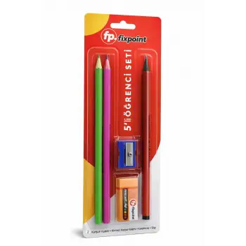 Fixpoint 5li Öğrenci Sınav Kalem Seti - 2 Kurşun 1 Kırmızı Kalem + Silgi + Kalemtıraş