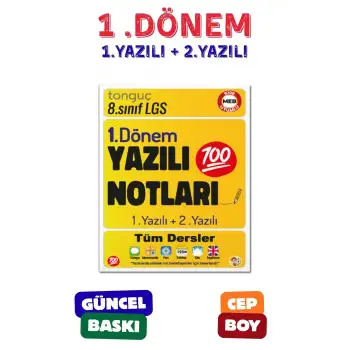 8. Sınıf Yazılı Notları 1. Dönem 1 ve 2. Yazılı Konu Özetli - Tonguç Yayınları
