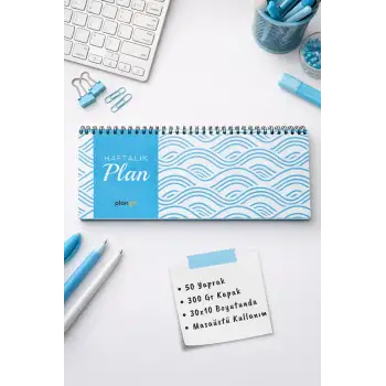 Tarihsiz Spiralli Haftalık Masaüstü Planlayıcı - Dalga - 10x30 cm Plango