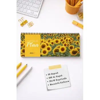 Tarihsiz Spiralli Haftalık Masaüstü Planlayıcı - AYÇİÇEĞİ - 10x30 cm Plango