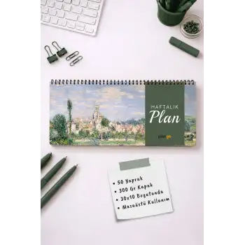 Tarihsiz Spiralli Haftalık Masaüstü Planlayıcı - KALE - 10x30 cm Plango