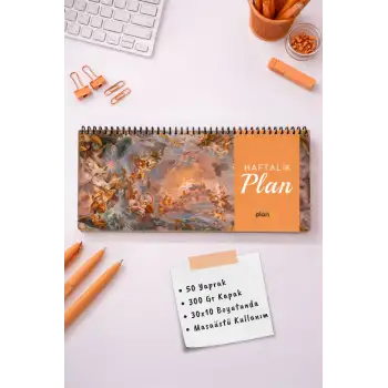Tarihsiz Spiralli Haftalık Masaüstü Planlayıcı - TABLO - 10x30 cm Plango