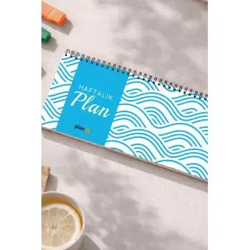 Tarihsiz Spiralli Haftalık Masaüstü Planlayıcı - Dalga - 10x30 cm Plango