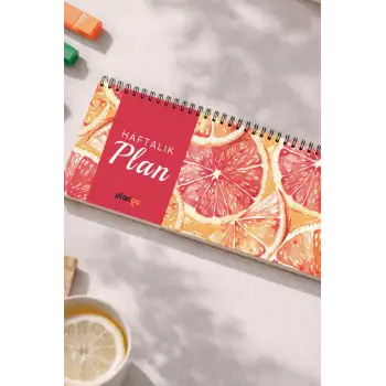 Tarihsiz Spiralli Haftalık Masaüstü Planlayıcı - PORTAKAL - 10x30 cm Plango