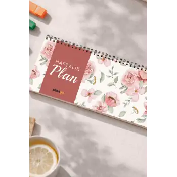 Tarihsiz Spiralli Haftalık Masaüstü Planlayıcı - GÜL - 10x30 cm Plango
